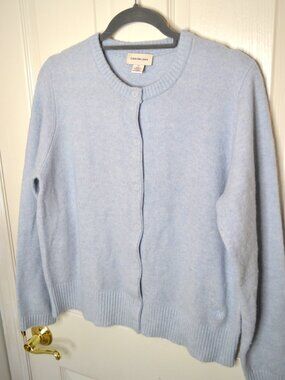 Calvin Klein Jeans Light Blue Cardigan Sweater Size L Soft Knit Button Front